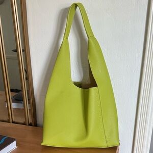 Anthropologie Light Green Faux Leather Hobo Tote Bag